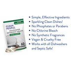 The Clean People Dishwasher Tablets - Cuts Grease & Rinses Sparkling Clean - Residue-Free - Phosphate Free Dishwashing Tablets (60 Count, Lemon Verbena)