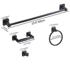 Matte Black Bathroom Hardware Set 4 Pieces,Bathroom Accessories Set Stainless Steel Wall Mounted, Hand Towel Bar, Towel Ring, Robe Towel Hooks,Toilet Paper Holder,Towel Bar Set, 23.6 Inch