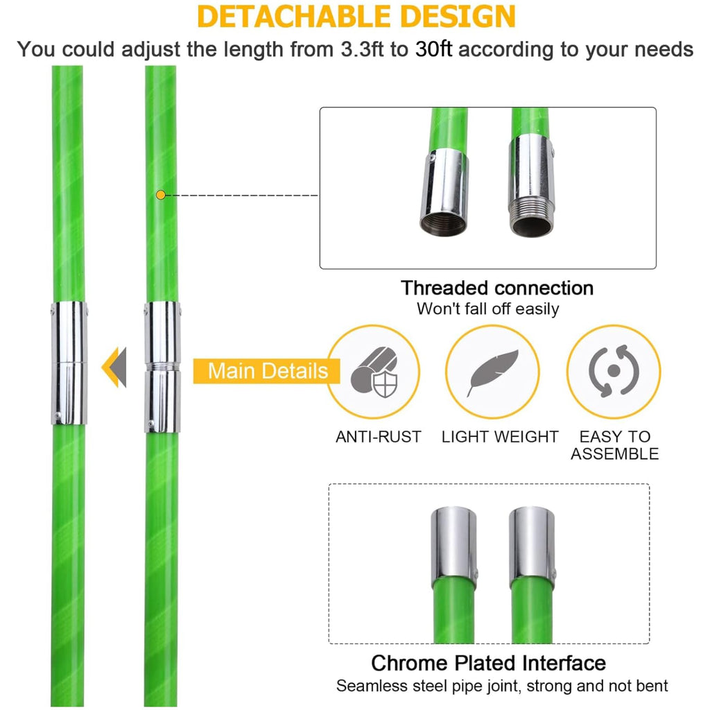 30 Feet Tree Pole Pruner Manual Branches Trimmer Tree Branch Garden Tools Loppers Hand Pole Saws Extendable Height
