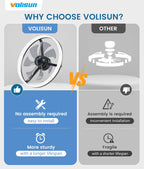 VOLISUN Low Profile Ceiling Fans with Lights and Remote, 24in Fandelier Ceiling Fan Flush Mount, 3000K-6500K Smart Bladeless LED Fan Light, Black Modern Ceiling Fans with Lights for Bedroom