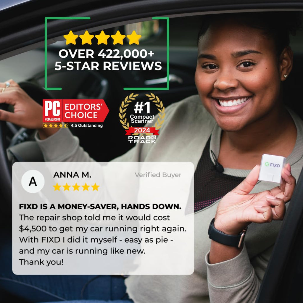 FIXD Bluetooth OBD2 Scanner for iPhone & Android - Diagnostic Scan Tool for Repairs and Car Buying - Check Engine Code Reader & Enhanced Codes - (1 Pack w/Free 14-Day FIXD Premium Bundle)