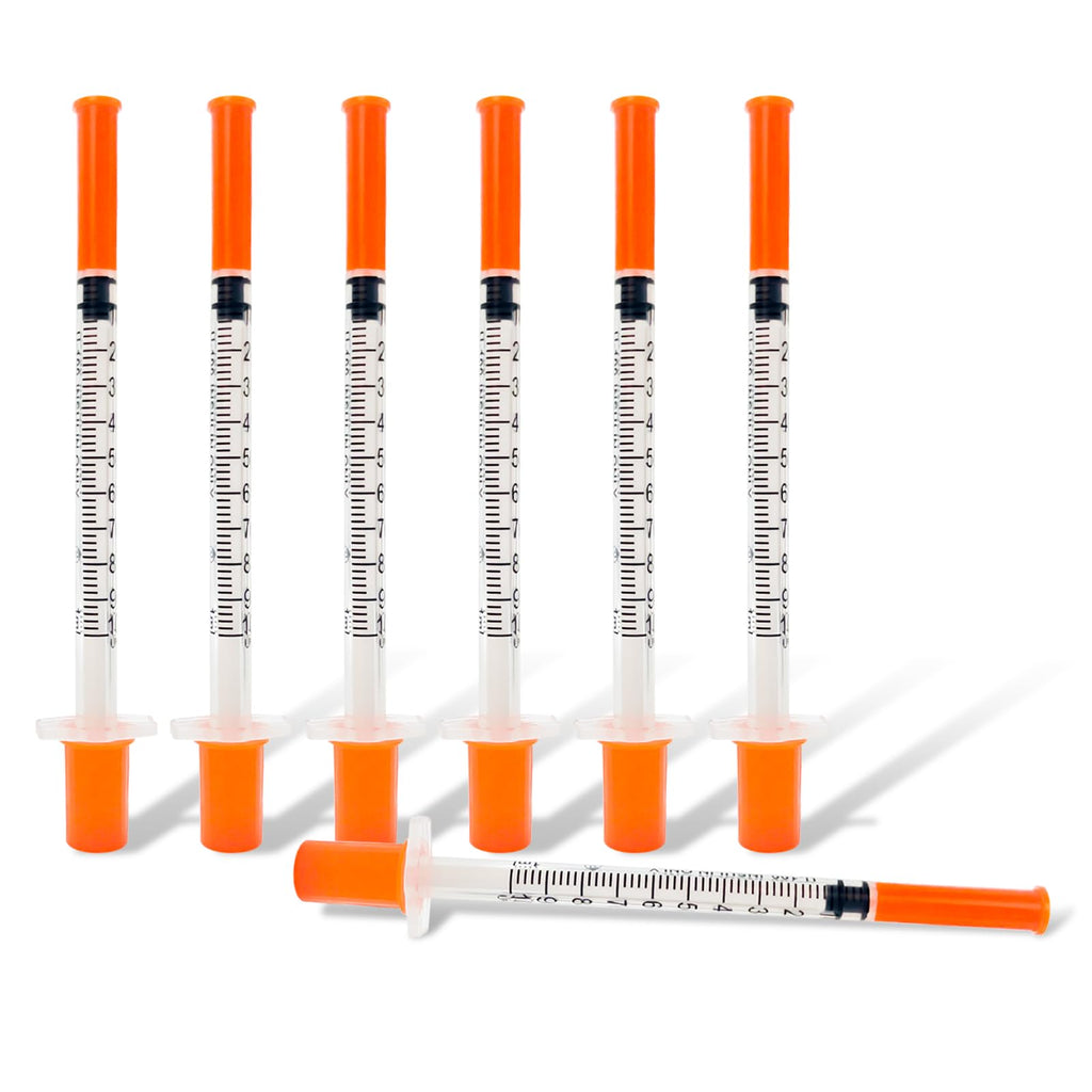 Syringes with Needle, U-100 1ml 31G 5/16" (8mm) Syringe, Pack of 30