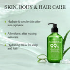 Aloderma 99% Organic Pure Aloe Vera Gel Made within 12 Hours of Harvest, 17.6oz Value Pump, Lightweight Non-Sticky Aloe Vera Gel for Sunburn Relief, Natural, Soothing Aloe Vera for Face & Hair