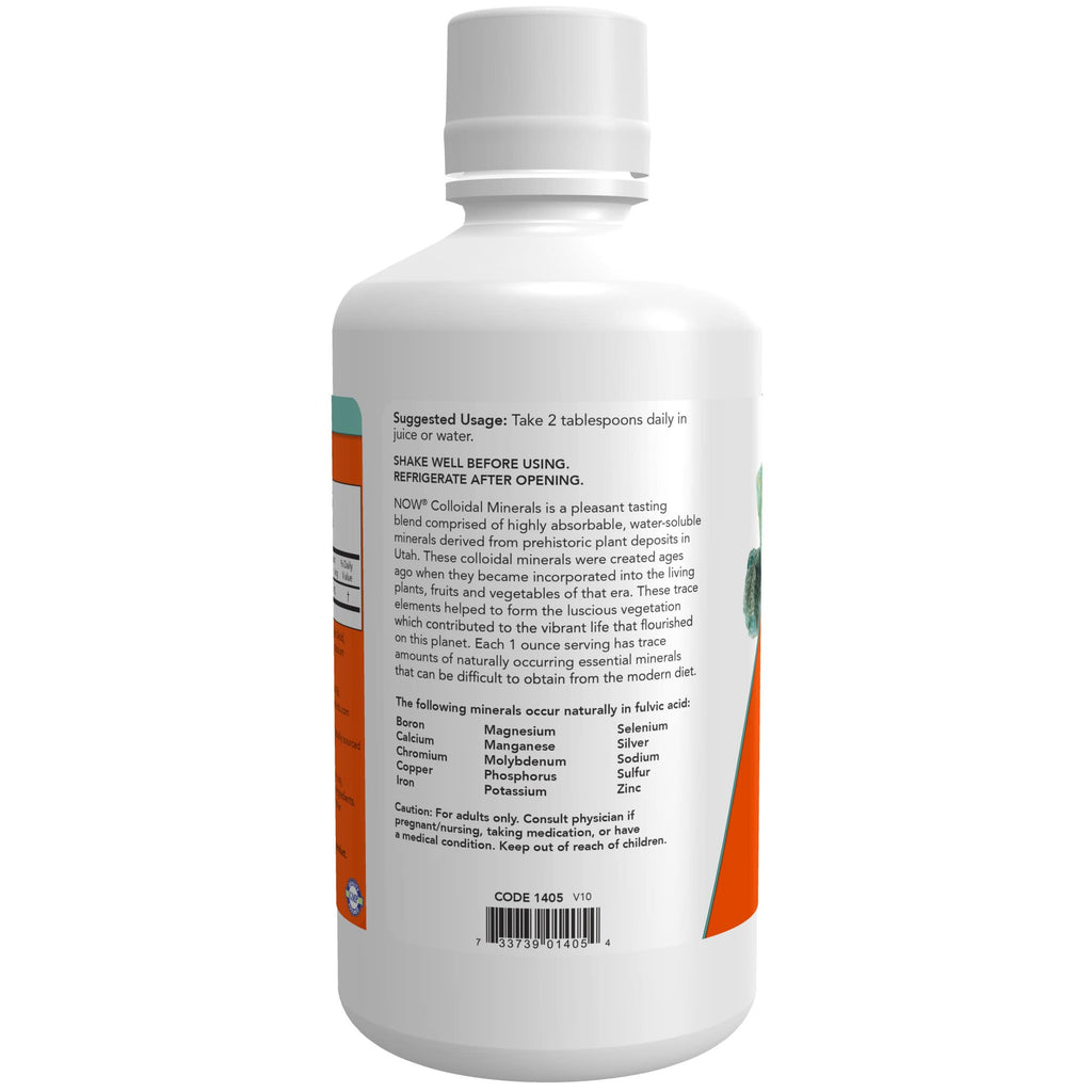NOW Foods Supplements, Colloidal Minerals Liquid, Plant Derived, Essential Trace Minerals, 32-Ounce