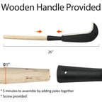 Sickle Garden Tool, Steel Billhook Machete Knife for Cutting Trees Heavy Duty, Hand Grass Weeding Sickle Knife with Wooden Handle for Yard Work
