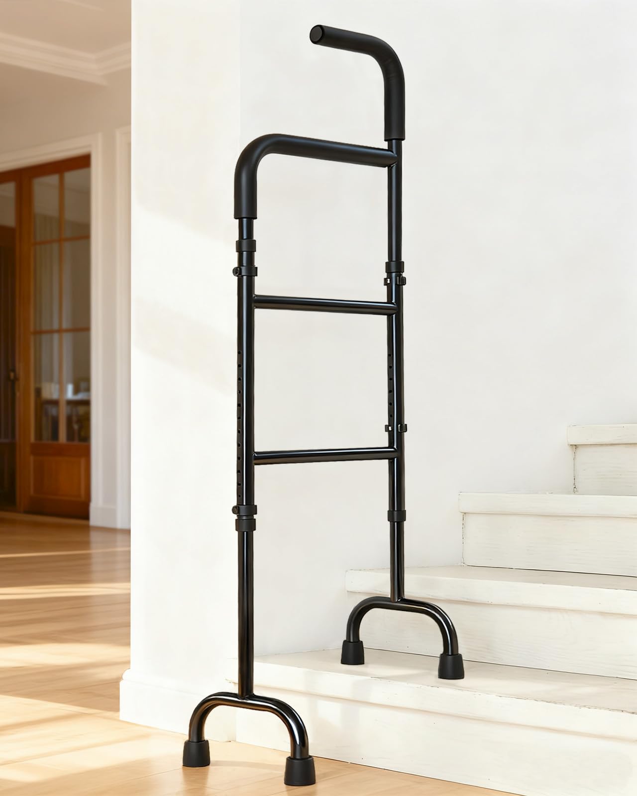 20-Level Adjustable Stair Climbing Assist Cane & Elderly Stair Lift Assist with Anti-Slip Handle & Stabilizing Feet, 300lbs Capacity for Seniors, Standard Steps-Patent Pending