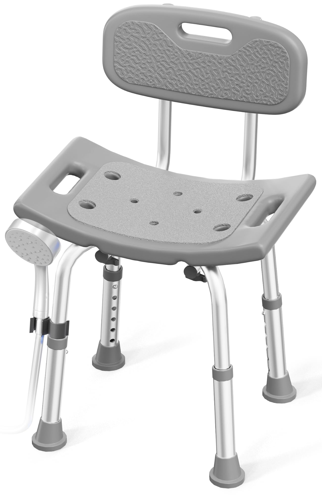 HOMLAND Shower Chair for Inside Shower with Removable Back, 400 lbs Heavy Duty Bath Seat for Bathtub, Safety Bath Stool for Seniors and Disabled, Aluminum Alloy Frame - Gray