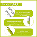 Spin Mop Replacement Handle, 47.6-inch 360 Degrees Rotating Telescopic Replacement Mop Stick with a Robust Stainless Steel Disc for Spin Mop Bucket Cleaning System (Stainless Steel Disc,Green)