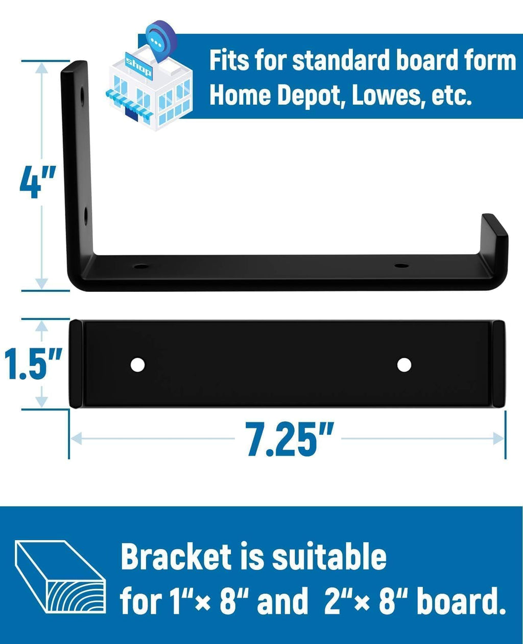 LEOPO 8 inch Shelf Brackets 6-Pack, 1/5" Thick Floating Shelf Bracket