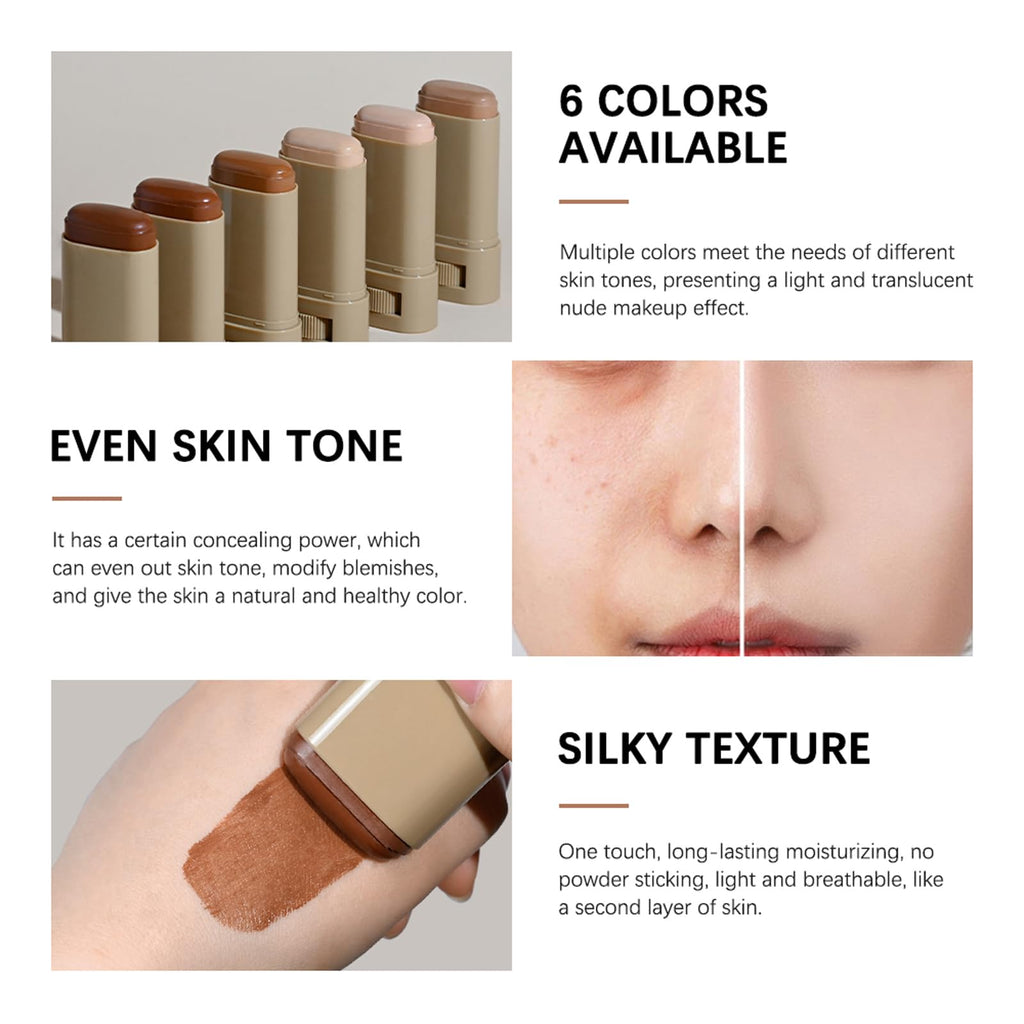 2PCS Beauty Balm Serum Boosted Skin Tint Stick – Face Tint Balm Foundation with Serum Benefits, Buildable Hydrating Coverage, Moisturizing Concealer Stick for Glowing Skin & Flawless Finish (3#, 2)