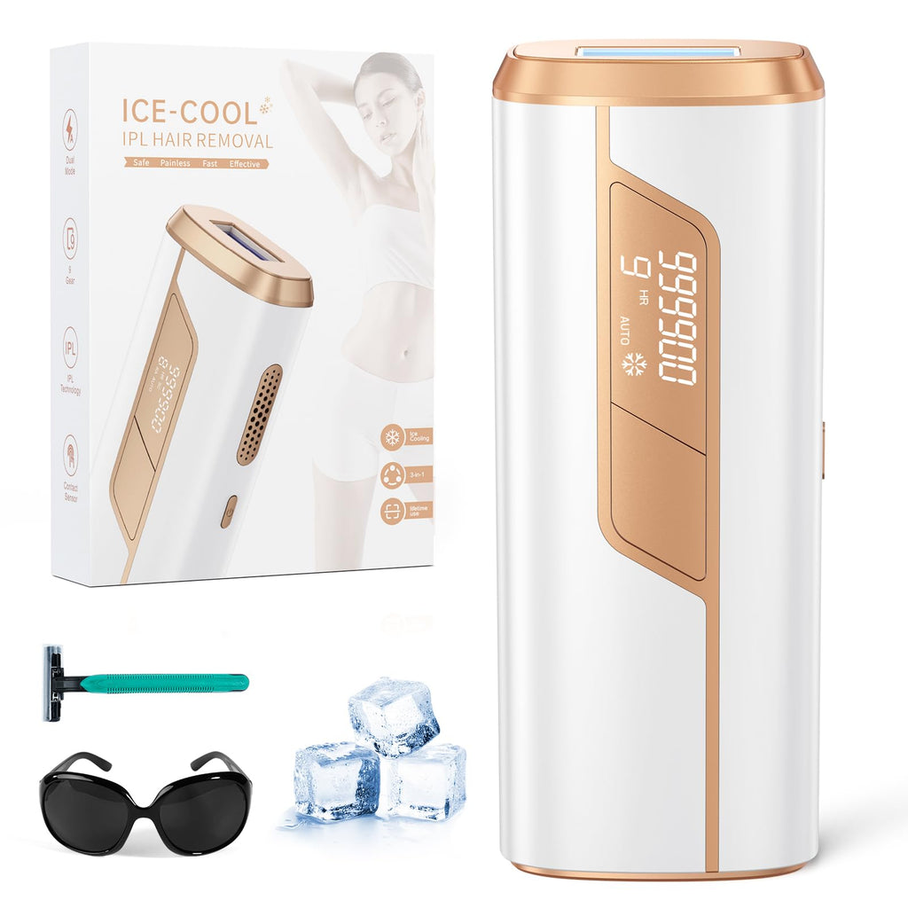 Aopvui Laser Hair Removal for Women and Men, IPL Permanent At Home Hair Removal Device with 5°C Ice Cooling Function, 999,990+ Flashes Painless Hair Removal for Face,Armpits, Legs, Arms, Bikini Line