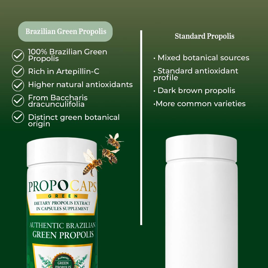 Beelife Green Propolis Capsules- 100% Brazilian Green Propolis - Immune Support & Antioxidant Booster- Certified ISO 22000, Kosher -Bee Propolis supplements capsules- Propolis Extract (60 Days Supply)