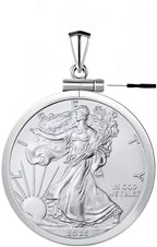 Geruibi Sterling Silver 1 oz Border Screw Top Coin Border is suitable for 40.6mm diameter 2.98mm thickness, Coins Not Included