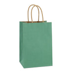 BagDream Kraft Paper Bags 100Pcs 5.25x3x8 Inches Small Kraft Gift Bags with Handles Bulk, for Shopping, Party Favor, Retail, Merchandise, Business, Green Striped Paper Sacks