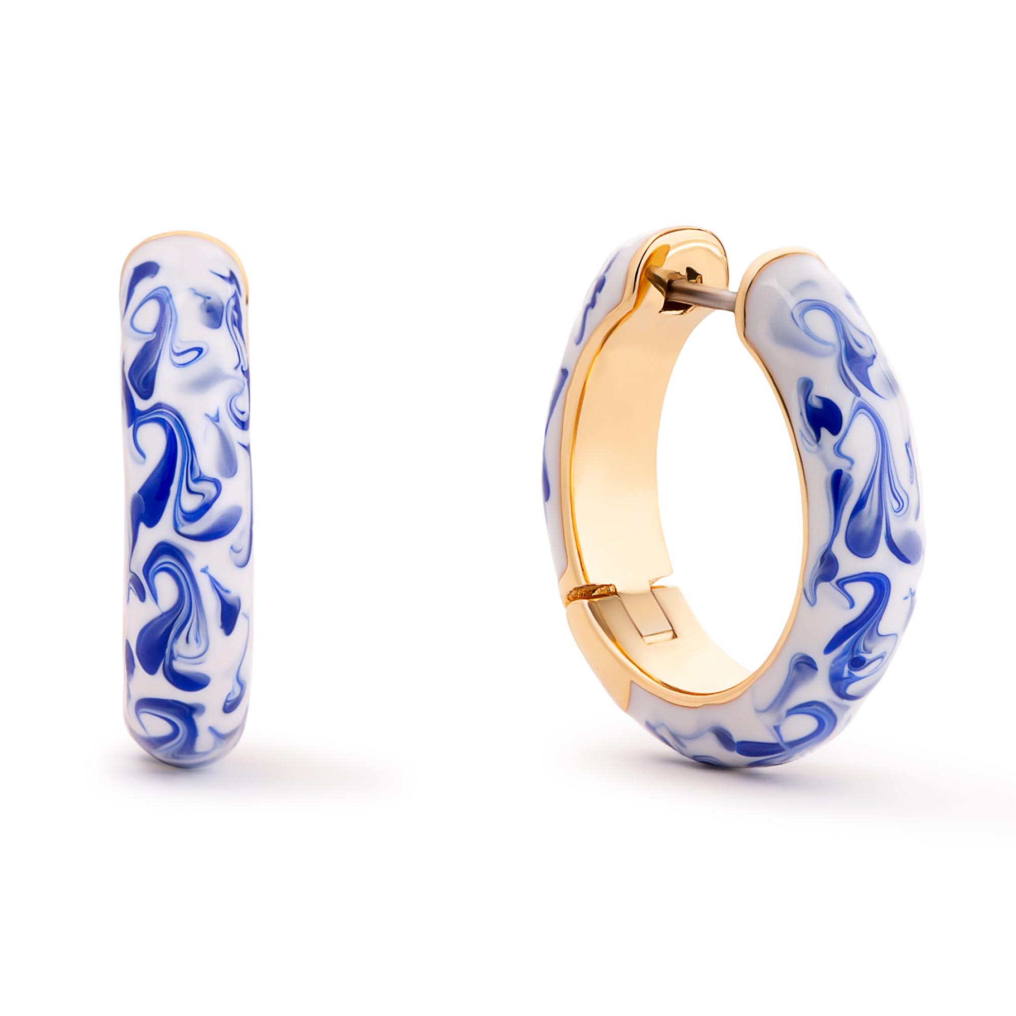 Ana Luisa Giulia Huggie Hoop Earrings for Women - Hypoallergenic Water-Resistant Tarnish-Free Chunky Earrings for Women - 14K Gold Plated & Silver Rhodium Plated Hoops - Small, Medium & Large Size