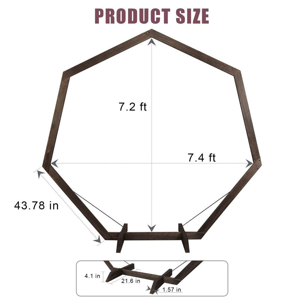 Yaseingoo 7.2-Ft Heptagonal Wooden Wedding Arch