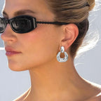 QJLE 6 Pairs Silver Dangle Earrings for Women Geometric Knot Statement Drop Earrings Lightweight Huggie Earrings Trendy Jewelry Gifts