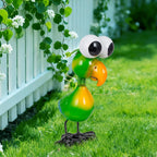 STANKGARDEN Metal Parrot Garden Statues Outdoor Decor, Green Funny Bird Outdoor Sculptures Yard Art Decoration for Home Patio Lawn Backyard, Gift for Women Lovers Moms