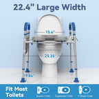Loyoda Toilet Seat Risers for Seniors, Removable Padded Raised Toilet Seat with Handles, Easy to Clean Adjustable Height Toilet Riser, Handicap Elevated Seat 400lb, Fits Any Toilet