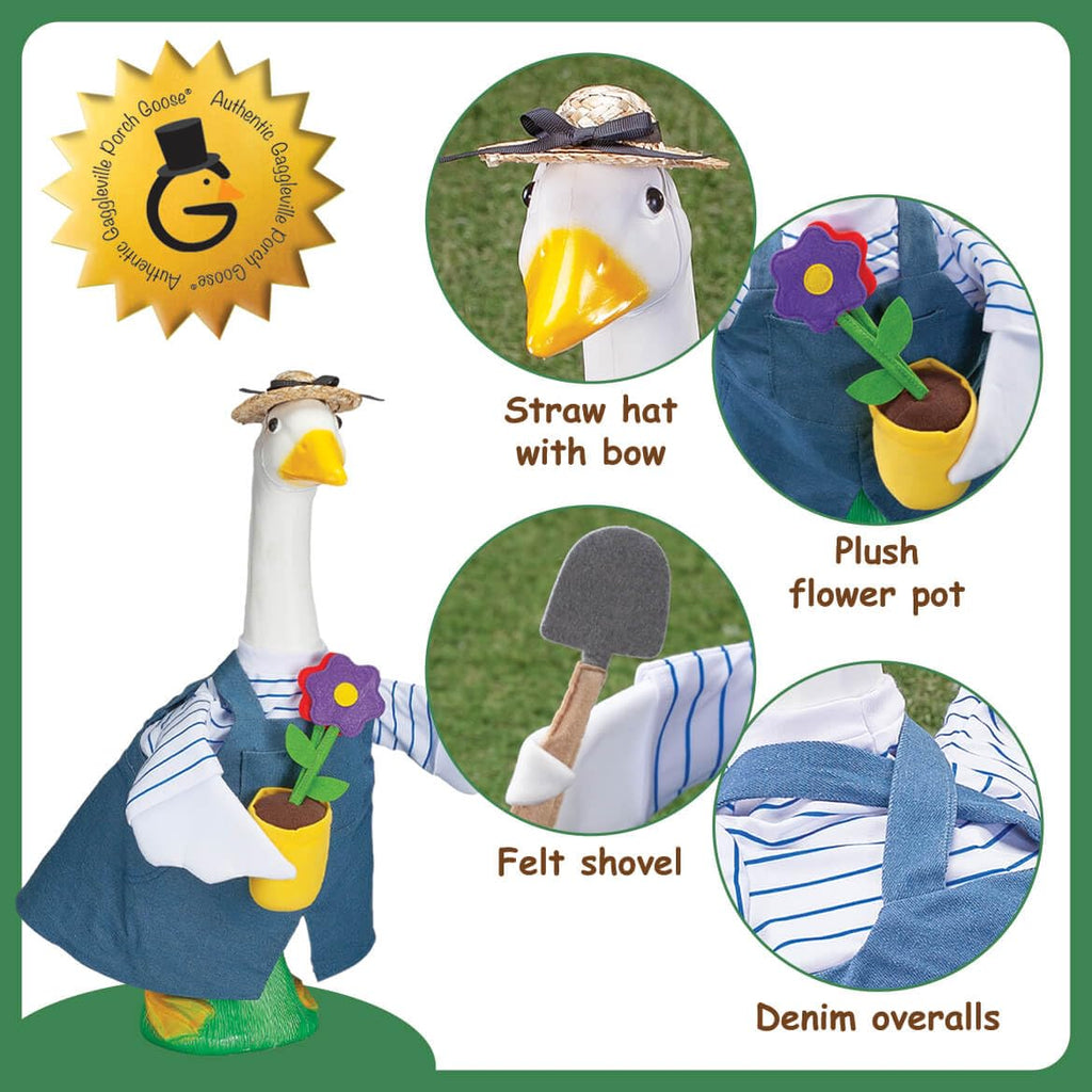 Gaggleville Gardener Goose Outfit, Fits Large 23" H Statue, by Fox