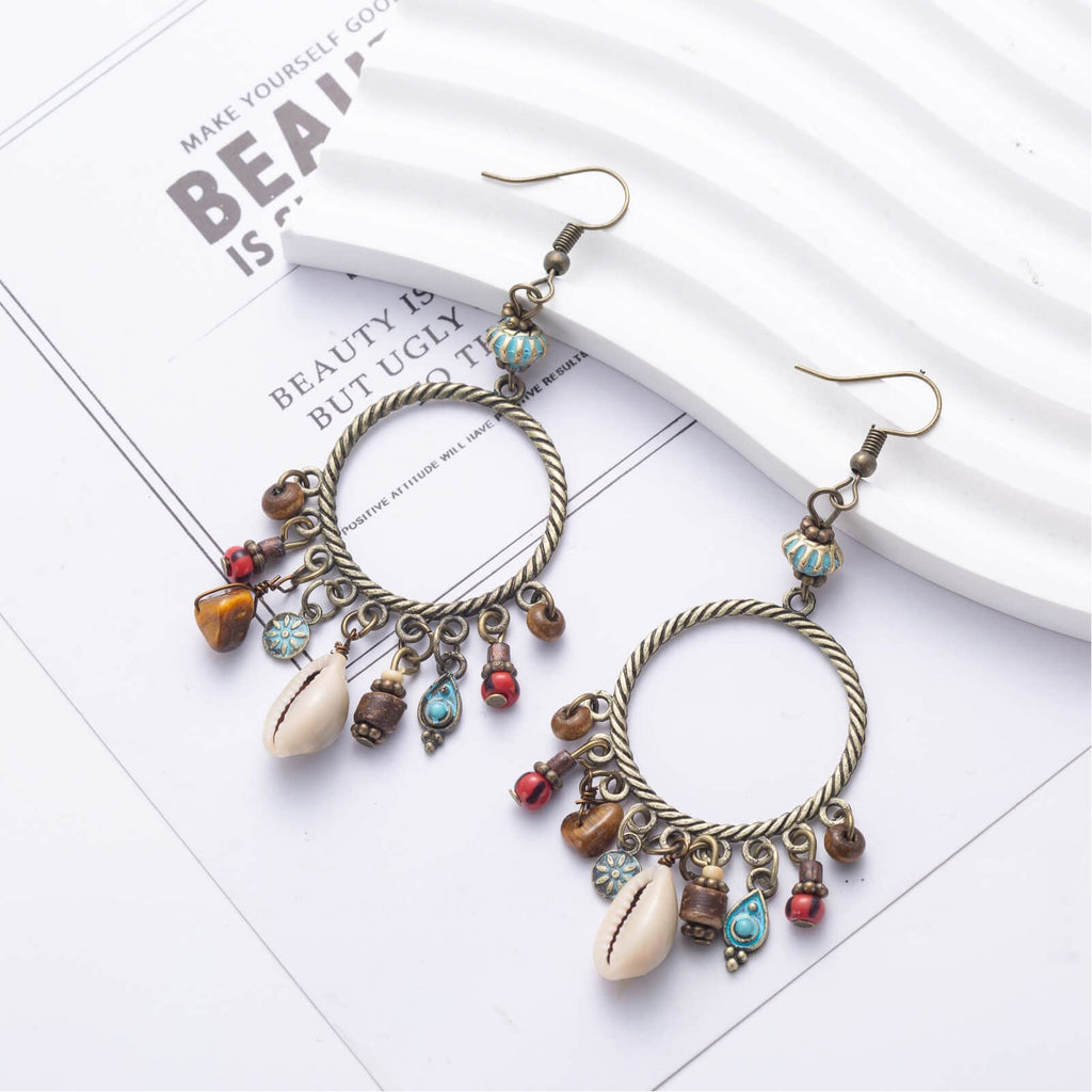 Boho Earrings for Women Dangling Vintage Bohemian Beach Style Earrings