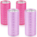 WILLBOND 4 Pcs Long Hair Rollers for Bangs Aluminum Core Curlers Thermal Self Grip Roller for Long and Medium Hair Women Hairstyle(4.7 x 2 Inch,Rose Red, Purple)