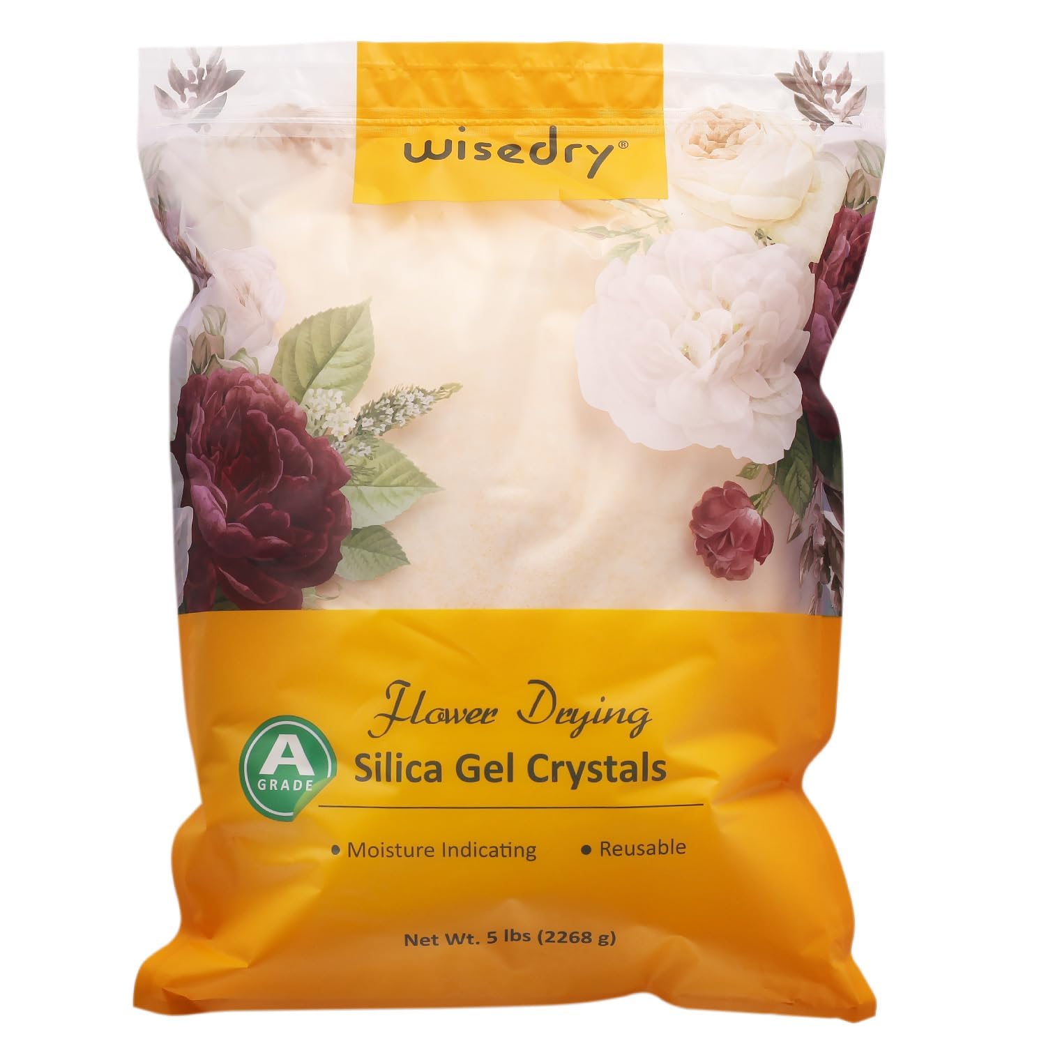 wisedry Silica Gel Flower Drying Crystals - 5 LBS, Color Indicating, Reusable