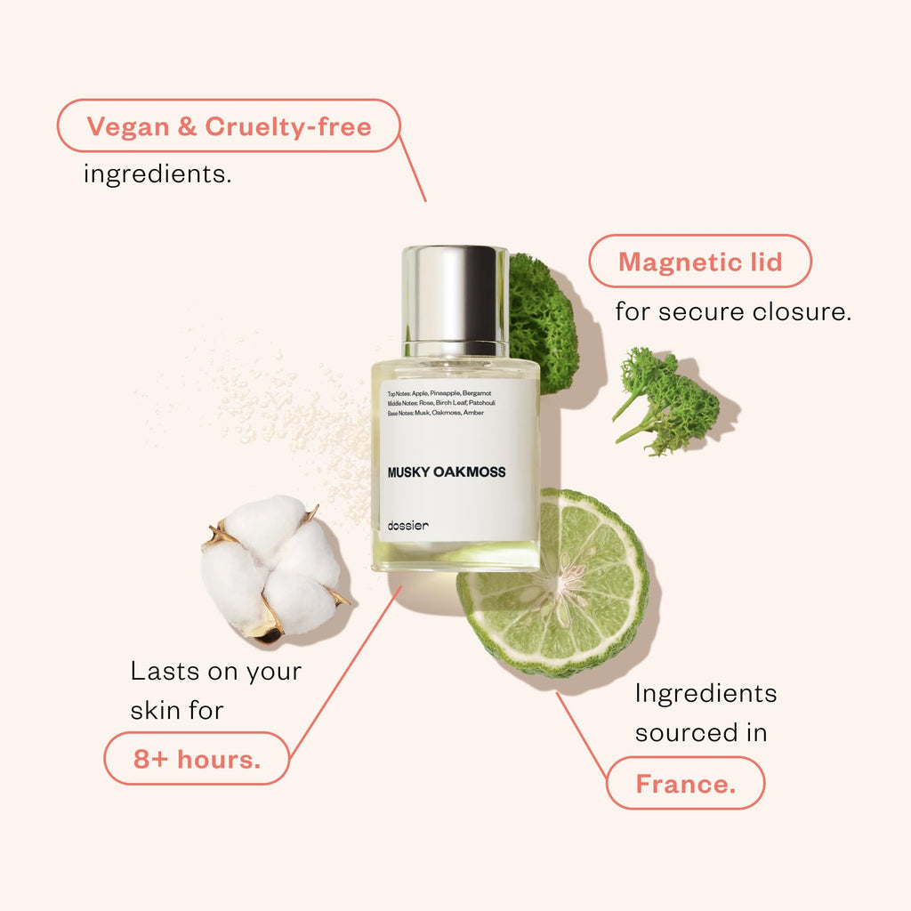 Dossier - Musky Oakmoss - Eau de Parfum - Inspired by C.reed's A.ventus - Perfume Luxury - Pure Infused - Paraben-Free - Vegan - For Men - Fragrance 1.7 oz (Spray 50ml)