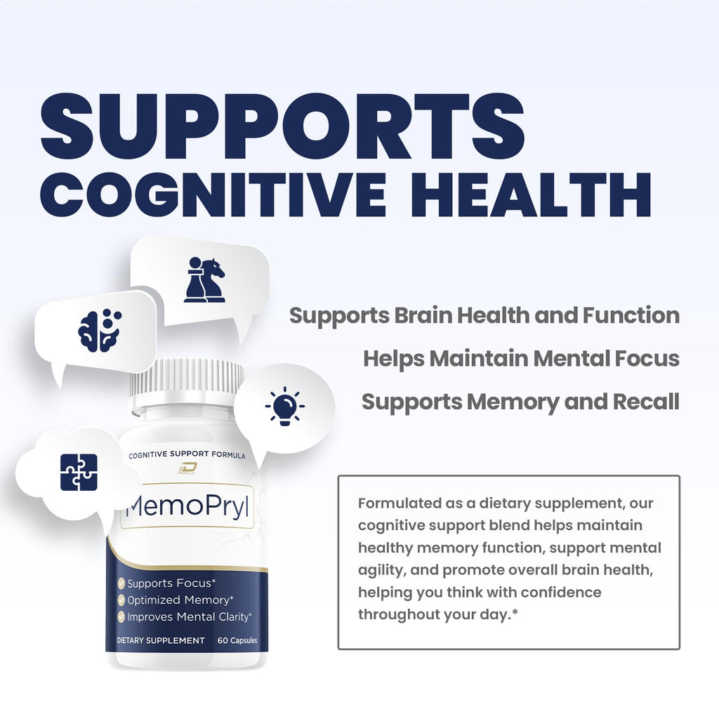 Memopryl Advanced Formula Supplement, Memo Pryl Brain Pills Natural Ingredients Reviews - 5 Pack - 300 Capsules