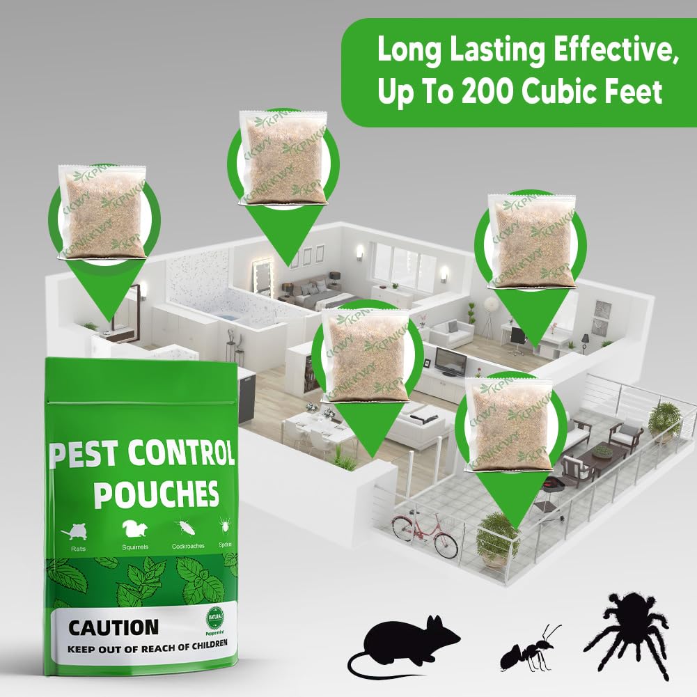 KPNKKWY Pest Control, Rodent Repellent Pouches, Mouse Repellant Indoor, Mice Peppermint to Repel Rat, Ant, Roach, Mosquito & Moth, RV Mouse Deterrent, Keep Mouse Away