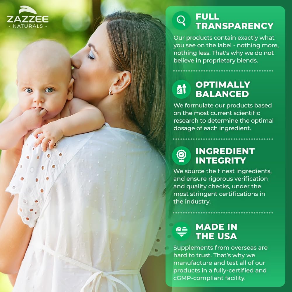 Zazzee Myo-Inositol Capsules, 2000 mg per Serving, 120 Vegan Capsules, Ideal Dosage for 40:1 Ratio, Certified Kosher, Hormone Balance & Healthy Ovarian Function Support, Non-GMO, Made in The USA