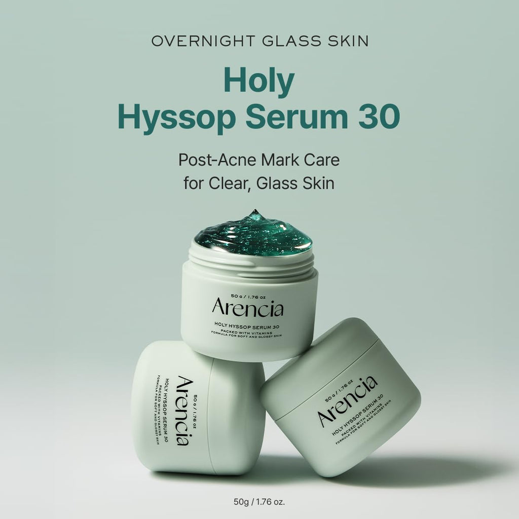 Arencia Glow Hyssop Overnight Face Mask Serum - hydrating & Anti-Aging Serum for younger looking Korean Glass Skin, Vitamin A, C, E, Niacinamide, Peptide
