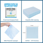 100 PCS Disposable Rinse Free Bath Sponges, No Rinse Bathing Wipes for Adults, Soap Infused Dry Shower Wipes for Elderly, Bedridden, Camping, Post Surgery(25 Count 4 Pack)