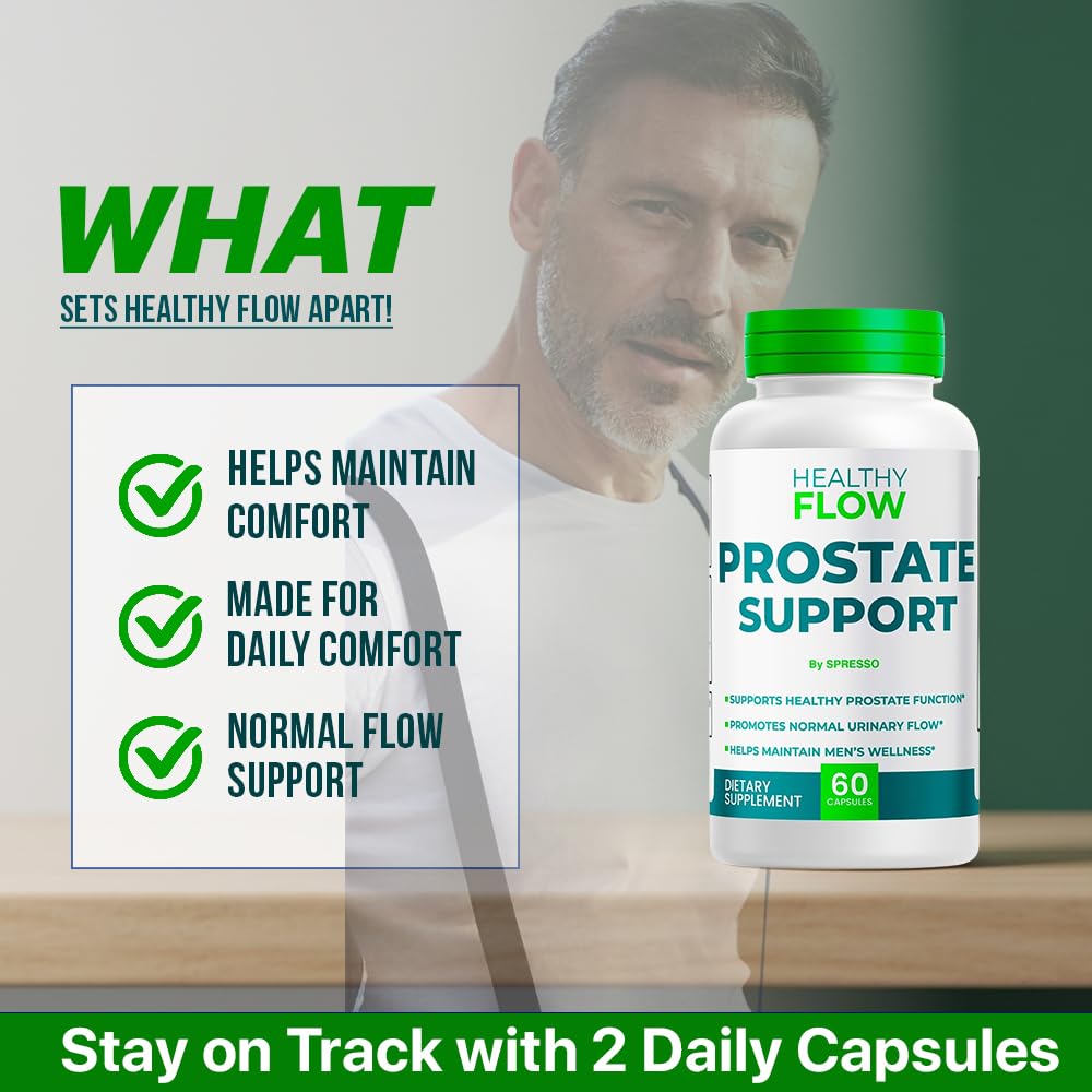 SPRESSO (2 Pack) Healthy Flow Capsules, All Natrual Prostate Support Supplement Pills with Premium Ingredients, Official HealthyFlow for Maximum Strength, Overall Health & Wellness (120 Capsules)