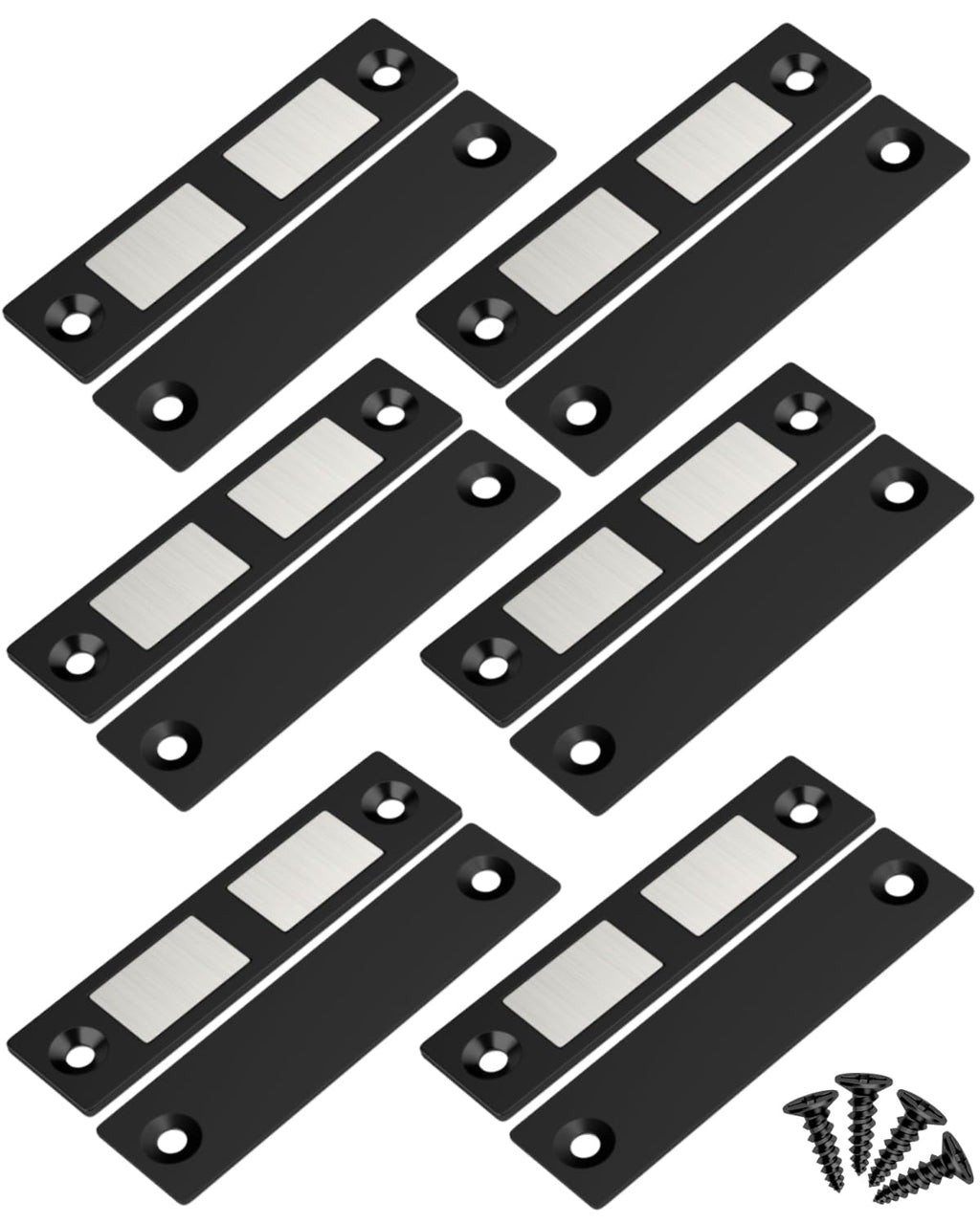 Jiayi 6 Pack Ultra Thin Magnets Latch, 30 Lb Kitchen Door Magnetic Catch Screw on Adhesive, Strong Cabinet Double Magnet Catch for Wardrobe Closet Door Drawer Wardrobe Cupboard Closing