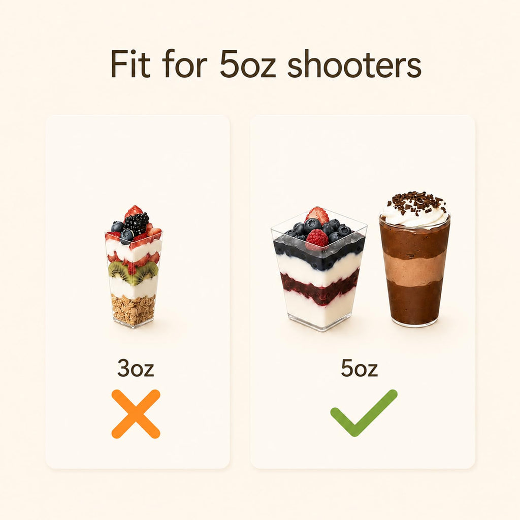 JRWTY Dessert Shooter Boxes 5 Pack, Each Box Holds 20 Count 5 oz Dessert Shooter Cups, Food-Grade Dessert Cup Holder Boxes with Inserts, Dessert Shooter Box Packaging for Parties, Catering (Brown)