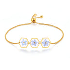 AUNTESIGN Forget-Me-Not Pressed Wildflower Bracelet | Personalized Handmade | Real Wildflowers Jewelry | Alaska State Flower Jewelry | Gold Pressed Flower Bracelet | Gift For Her
