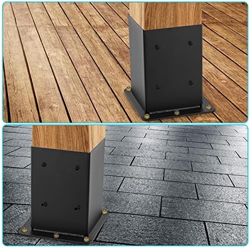 4x4 Post Base 8 Pcs, (Inner Size 3.6x3.6) Post Anchors, 13GA Thick Solid Steel & Black Powder Coated,Deck Post Brackets Support Deck Base Plate Pergola Brackets Fence Kit Mailbox Mount…
