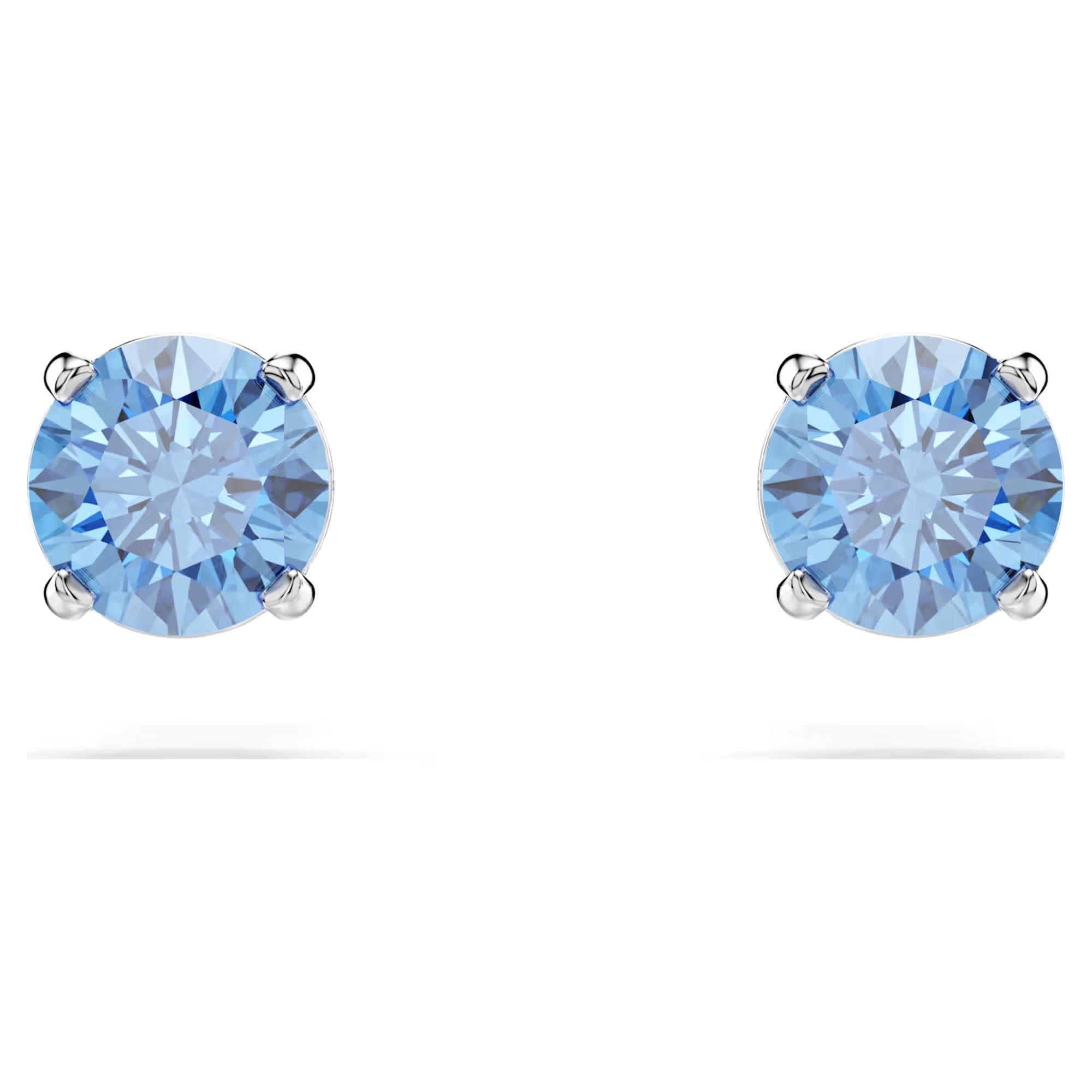 Swarovski Stilla Attract stud earrings, Round cut, Blue, Rhodium finish