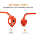 Amazon Basics 100 Foot 3-Prong Vinyl Indoor/Outdoor Extension Cord, Long Power Cord, Grounded Plug for Safety, Moisture Resistant, 10 Amps, 1250 Watts, 125 VAC, Orange