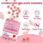 Sugar Free Collagen Gummies for Women, Collagen Protein Type I,II,III,V,X with Biotin Vitamin C D B12, Hydrolyzed Collagen Peptides Gummies for Immune Digestion Skin Hair Nails Energy Bone
