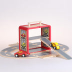 UDEAS Wooden Toy Car Set for Toddlers, Car Track and Parking Garage Playset, Toy Vehivle Set with Blocks Storage Box for Kids Boys and Girls