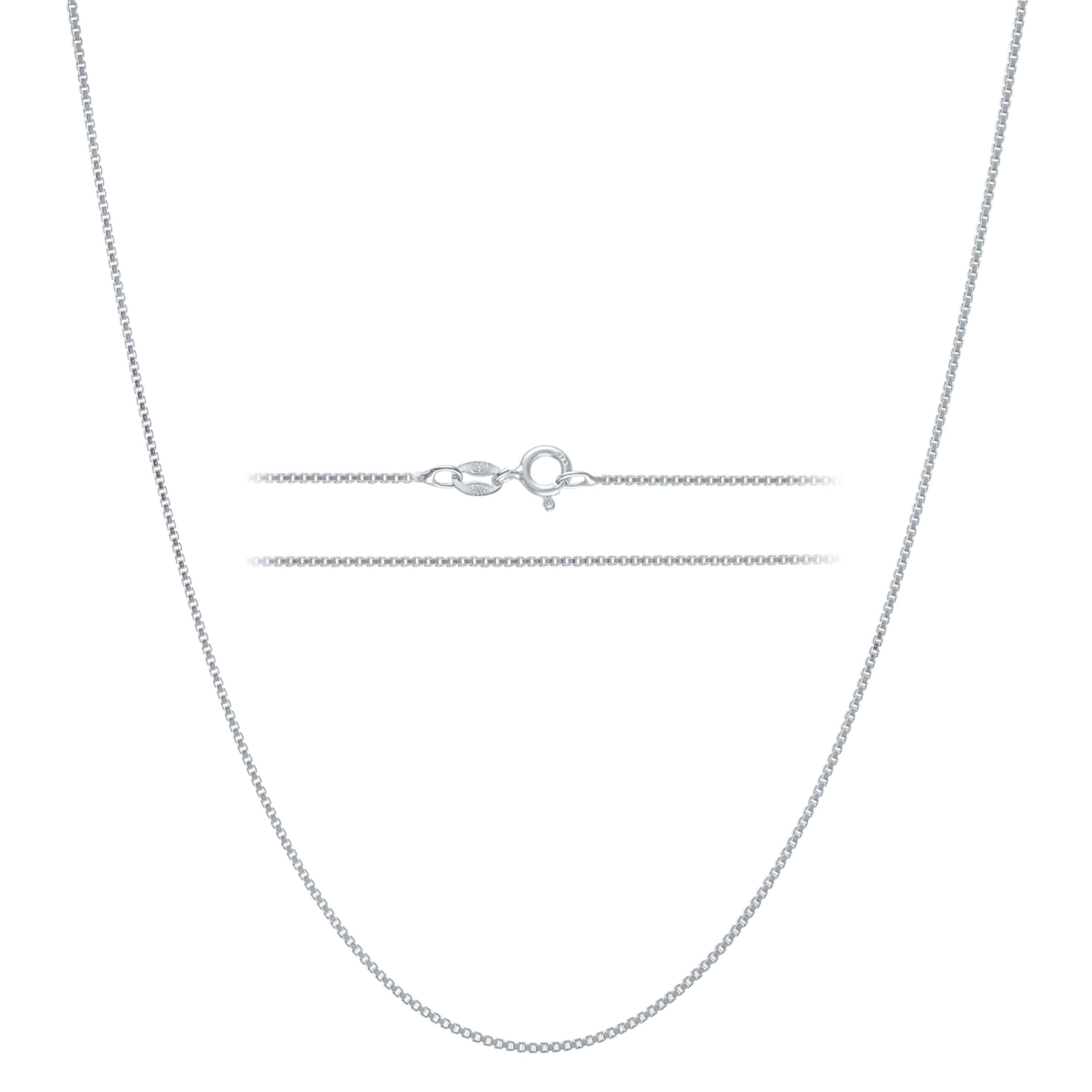 KISPER 925 Sterling Silver Box Chain Necklace for Women, 1mm Diamond Cut