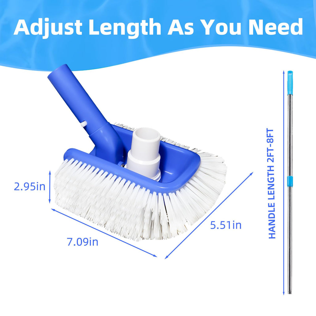 Pool Vacuum Head Brush for Inground & Above Ground Pools, Heavy Duty Round Scrubber Pool Brush with 1/4" or 1/2" Swivel Hose Connection, No Pole