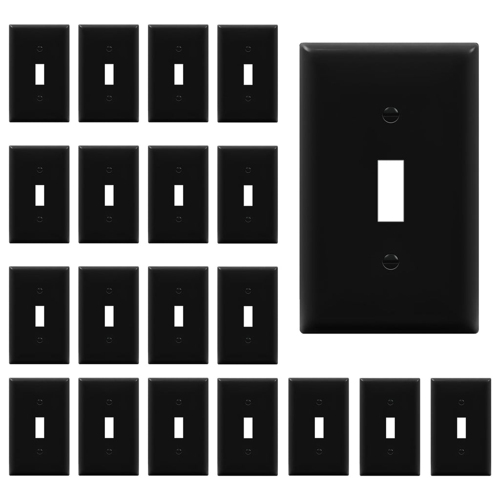 ENERLITES Toggle Light Switch Wall Plate, Gloss Finish, Standard Size 1-Gang 4.50" x 2.76", Unbreakable Polycarbonate Thermoplastic, 8811-BK-20PCS, Black (20 Pack)