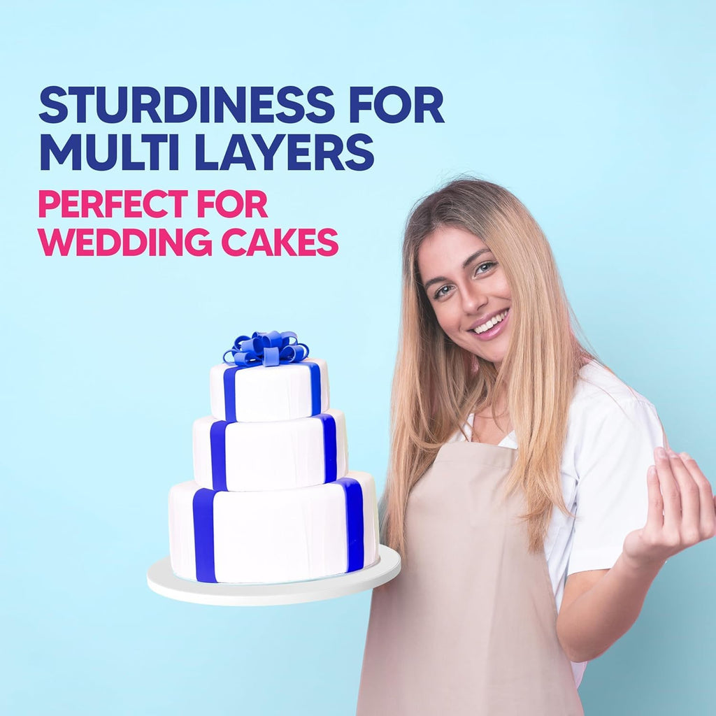 RICCLE Cake Boards - 8 Inch Cake Drums - Smooth-Edged Pack of 12 Cake Drums - Sturdy Cake Boards 8 Inch Round - Bend Resistant Multi-Layered Cake Base for Minimalist Displays
