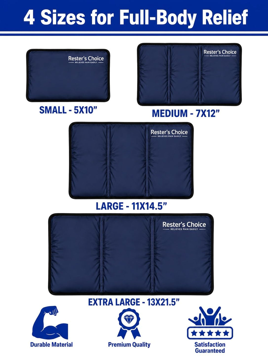 2 Pack Large Ice Packs for Injuries | 11" x 14.5" | Hot & Cold Pack | Reusable Gel Pack, Durable Construction, & Flexible When Frozen (Dark Blue, 11x14.5 Inch (Pack of 2))