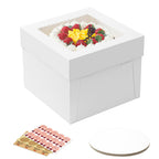 Vorfre 3 Pack Cake Boxes, 10x10x8 Inches Tall Cake Box with Cake Boards, White Bakery Boxes with Window, Disposable Cake Containers with Lids for Cake, Donuts, Pies, Cookies, Wedding, Birthday, Party