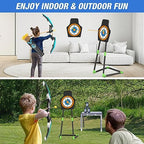 Bow and Arrow for Kids, LED Light Up Archery Set with 12 Suction Cup Arrows, 1 Standing Target, 3 Score Targets & 1 Quiver, Indoor Outdoor Sport Gifts for Boys Girls Ages 4-12, Blue