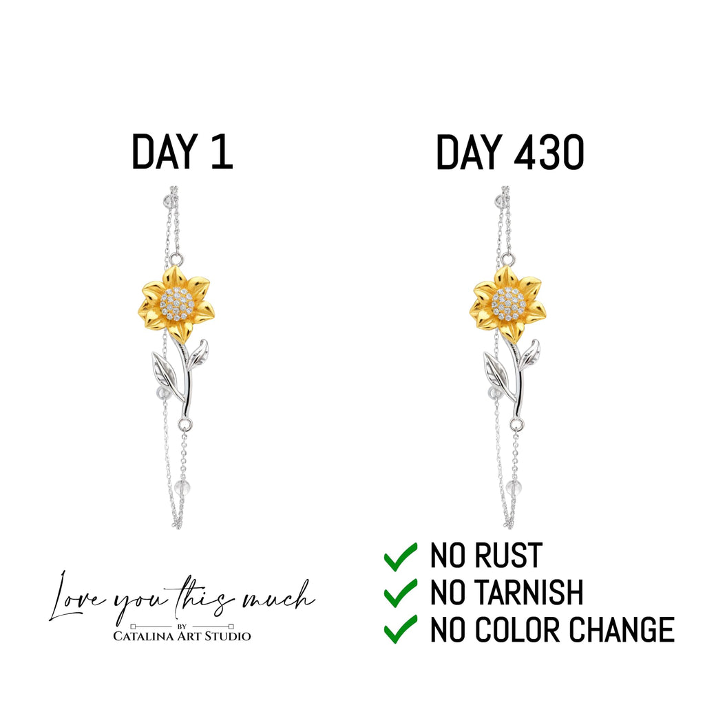 Love You This Much To My Daughter In Law 18k Gold Plated Sunflower Bracelet| Future Daughter in Law Birthday Gifts from Mother in Law | 6-7.5" Adjustable | Luxury Gift Box (Sunflower Bracelet)